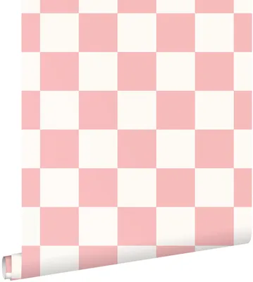 Zdjęcie produktu dla ESTAhome Tapeta motyw kratki różowymIbiałym 53 cm x 10.05 m