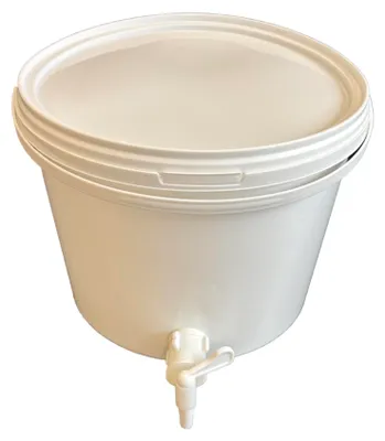 Produktbild von SILPLAST Gärbehälter 10L mit Ablaufhahn Deckel lebensmittelecht Bier- und Weinherstellung Eimer Weiß
