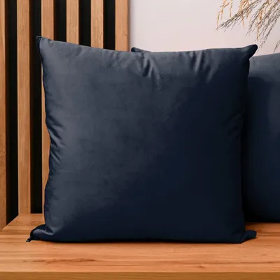 Obrázek produktu pro MG Design, sada 2 povlaků na polštáře, 45 x 45 cm, námořnická modř - s zipem, sametově měkké s jemným leskem, snadno se udržují a jsou odolné