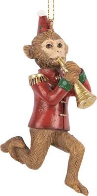 Produktbild von Clayre & Eef Weihnachtsanhänger Affe 11 cm Braun Kunststoff