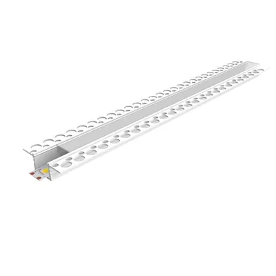 Obrázok produktu pre MasterLED LED profil pre suchú výstavbu PVC 50x12mm GK montážny profil biely 2m – LED lišta sadrokartón s priehľadným krytom – zapustená lišta