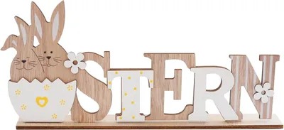 Productafbeelding van Pasen standaard - Paasdecoratie om neer te zetten - Belettering met schattige paashaas