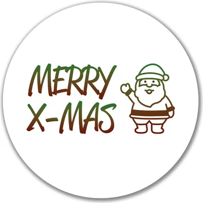 Produktbild von Huuraa Aufkleber Merry X-Mas Weihnachtsmann 10cm rund Sticker Geschenkidee