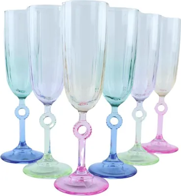 Produktbild von OTIX Bunte Champagnergläser Set von 6 150ML Champagnerflöte Gläser OPAL