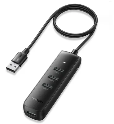 Produktbild von UGREEN CM416 4in1 USB auf 4x USB Adapter Netzteil Verteiler USB Port Datenhub schwarz