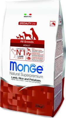 Imagen del producto de Monge Línea Especial para Perros, Cordero con arroz y patatas, 2,5 kg