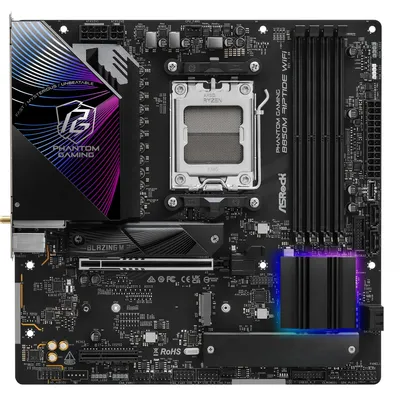 Produktbild von Asrock Phantom Gaming B850M Riptide WiFi, AMD, Sockel AM5, AMD Ryzen 7000 Series, AMD Ryzen 8000 Series, AMD Ryzen 9000 Series, Sockel AM5, DDR5-SDRAM, 256 GB