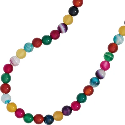 Produktbild von 6mm Edelstein Kette Halskette Collier Achate Kugel bunt endlos Kinder 38cm