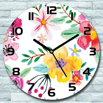 Produktbild von Wanduhr aus Glas Rund fi 30 Garten Blumen Kunst Quarz Deko Schlafzimmer Büro