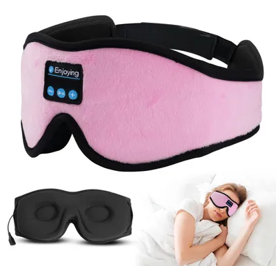 Produktbild von Schlafmaske mit Kopfhörern, Stirnband mit Bluetooth 5.4, Kopfhörer mit Stirnband für Seitenschläfer (Männer/Frauen), für Nickerchen und zur Linderung von Schlaflosigkeit, schwarz (rosa)