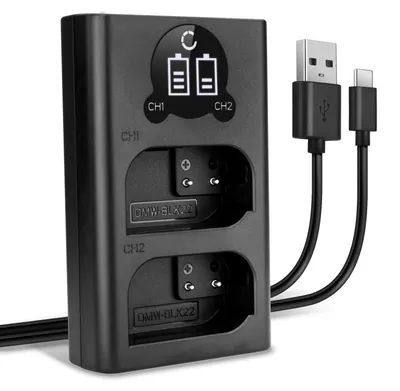 Image de CELLONIC Chargeur Double DMW-BLK22 Smart et Rapide compatible avec Panasonic Lumix DC-GH5 II DC-GH6 DC-S5 G9 GH5S Alimentation Dual DMW-BTC15 de Charge