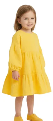 Immagine prodotto di Abito da bambina – Taglia 116 – Giallo – 100% cotone – Elegante e ideale per tutti i giorni