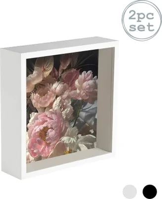 Produktbild von Nicola Spring 2 Stück Box Photo Frame Set - 6 x 6 Quadrat-Acrylrahmen - Weiß