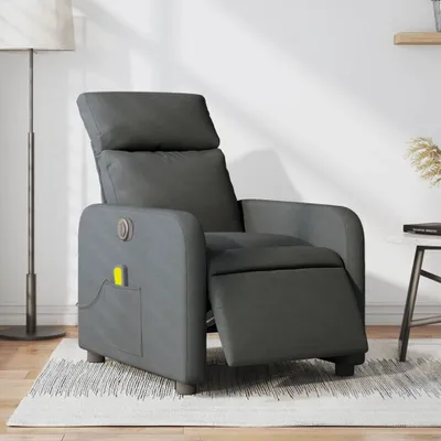 Produktbild von Design Massagesessel Elektrisch Dunkelgrau Stoff, Klassische Sessel 2024 Neu