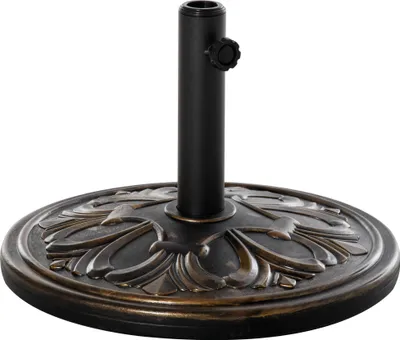 Image de Outsunny Pied de parasol rond base de lestage ? 48 x 34H cm ciment HDPE motif fleurs de lys poids net 13 Kg noir doršŠ