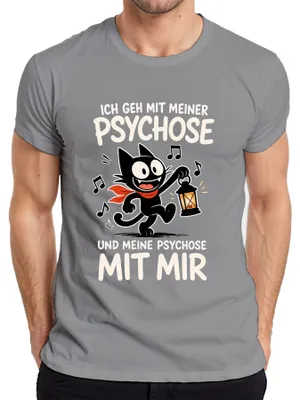 Productafbeelding van Ik ga met mijn "Zwarte Kat"-statement, een sarcastisch heren T-shirt, grijs, maat L