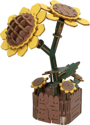 Produktbild von 3D-Bausatz Sonnenblumen aus Holz - 121 Teile.
