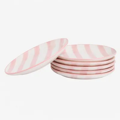 Zdjęcie produktu dla Zestaw 6 talerzy śniadaniowych - Elegancki, różowo-biały - 19 cm