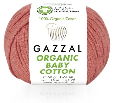 Zdjęcie produktu dla Włóczka Gazzal Organic Baby Bawełna 419, kolor koralowy - do szydełkowania i robienia na drutach