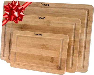 Image de Lot de planches à découper en bois pour la cuisine, 3 tailles, bois, poignée