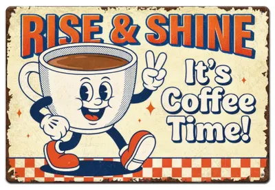 Metall-Kaffee-Dekorplakette, Retro, 30x20 cm, für Wand