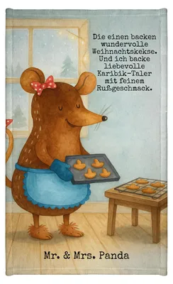 Produktbild von Mr. & Mrs. Panda Handtuch Maus Kekse Design - Weiß - Geschenk, Gästetuch, Weihnachtskekse, Winter, Weihnachten, Kleines, Klein, Plätzchen, Weihnachtsbäckerei