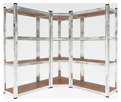 Produktbild von Schwerlast Eckregal 164x150x160cm, 700 kg Gesamtlast, verzinktes Stahlregal mit 4 Ablagen, Werkstattregal