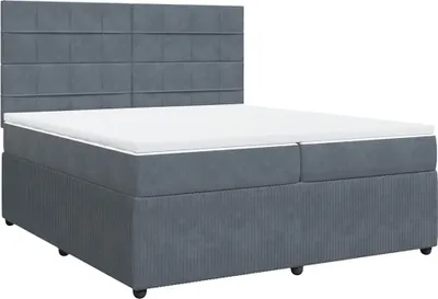 Imagen del producto de Cama con somier y colchón de la marca vidaXL, color gris oscuro, dimensiones 200x200 cm, tapizada en terciopelo