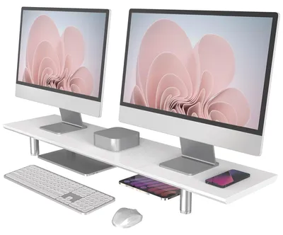 Obrázok produktu pre Veľký monitorový stojan, 100 cm, stojan na dva monitory s výškovo nastaviteľnou základňou