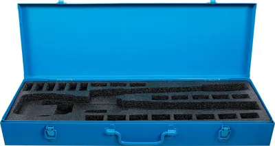 Leerer Metall-Werkzeugkoffer, 3 Fächer, Blau, 63x25x11 cm