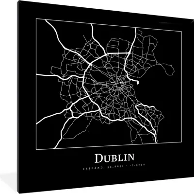Produktbild von MuchoWow® Gerahmtes Poster Stadtplan - Dublin - Karte 40x40 cm - Poster mit Schwarzem Bilderrahmen Wandposter Rahmen Foto Bilder - Mit Rahmen - Wanddekoration Schlafzimmer