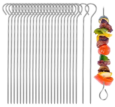 25er Set Edelstahl-Grillspieße, 25 cm lang, 2 cm breit