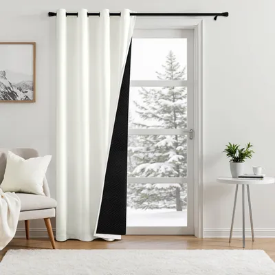 Image de Rideau thermo-obscurcissant - Pour l'isolation thermique (froid et chaud) - Rideaux à double épaisseur avec œillets - Rideaux isolants pour intérieur
