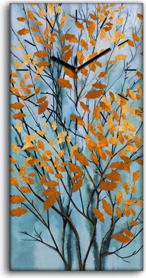 Produktbild von Wanduhr Uhr Wandbild Leinwand 30x60 Ölgemälde Kunst Bäume Blätter Zweige - schwarze Hände