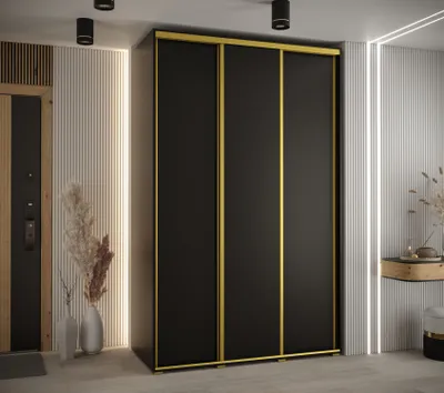 Obrázok produktu pre Šatníková skriňa YVONA 1 - 150/60 cm, čierna / zlatá