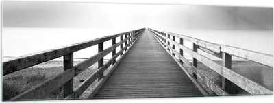 Produktbild von Bilder auf glas - Einteilig - Pier Perspektive Schwarzweiß - 160x50cm - Glasbilder - Wandbilder - Bilder - Wanddekoration aus Glas - Glas Bilder - Wandbild auf Glas - GAB160x50-4424