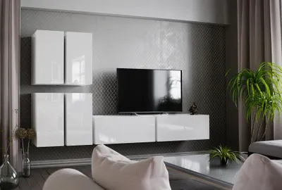 Produktbild von Mediawand Wohnwand 6 tlg - NEXI XL 8 - Weiss Hochglanz