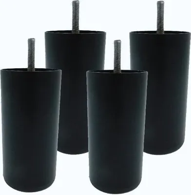 Produktbild von Möbelfuß aus Stahl, schwarz, Durchmesser 60 x 120 mm, Zylinder M8, Länge 30 mm