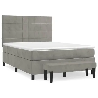 Obrázek produktu pro vidaXL Postel Boxspring s matrací Light Grey 140x200 cm Velvet