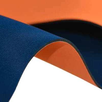 Stretch Stoff Neoprenstoff orange-dunkelblau