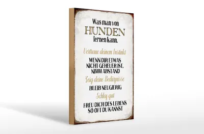 Produktbild von Holzschild Spruch 20x30cm was man von Hunden lernen kann