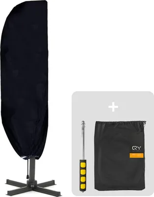 Image de Housse de protection pour parasol - 265 cm - noire avec fermeture éclair et tige