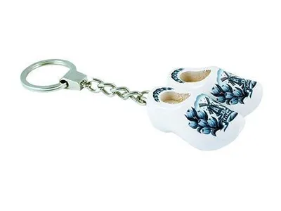 Produktbild von Holzschuh Schlüsselanhänger Delft Blau – 2 Klompen Holland Souvenir