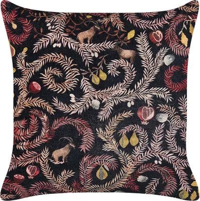 Obrázek produktu pro BELIANI Dekorativní polštář černý a růžový samet 45 x 45 cm květovaný vzor se střapci moderní design bytové doplňky