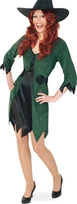 Produktbild von Waldhexe Hexen Kostüm Kleid Grün Gr. 40 Karneval Fasching Halloween Party