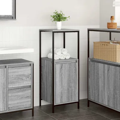Produktbild von Badschrank mit Regalen Grau Sonoma 36x35x95 cm, Badezimmerschränke DesignMöbel