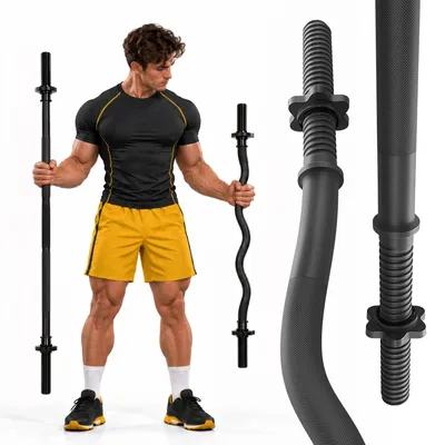 Produktbild von TREX SPORT Langhantelstange SZ Curlstange Set TX-150SP120LCP | 150 & 120 cm Stahl Hantelstange für Krafttraining, 25 mm | Sternverschlüsse, bis 100kg