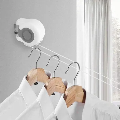 Produktbild von Famanu Wäscheleine mit automatischem Aufrollsystem - 2 x 13 m für Wandmontage