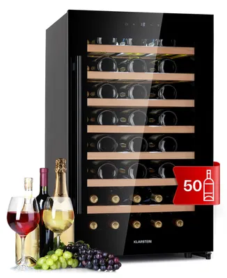Image de Klarstein Cave a Vin, Réfrigérateur à Vin avec Porte en Verre, Cave à Vin de Vieillissement, Zone Unique, Prosecco, Bière, Ecran Tactile, Réfrigérateur Bar, Frigo, Protection UV, 5-18°C, 52 Bouteilles