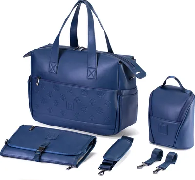 Produktbild von Brisby Wickeltasche – Schultertasche – Inkl. Kinderwagenhaken, Wickelunterlage und Kühltasche – Kunstleder – Blau